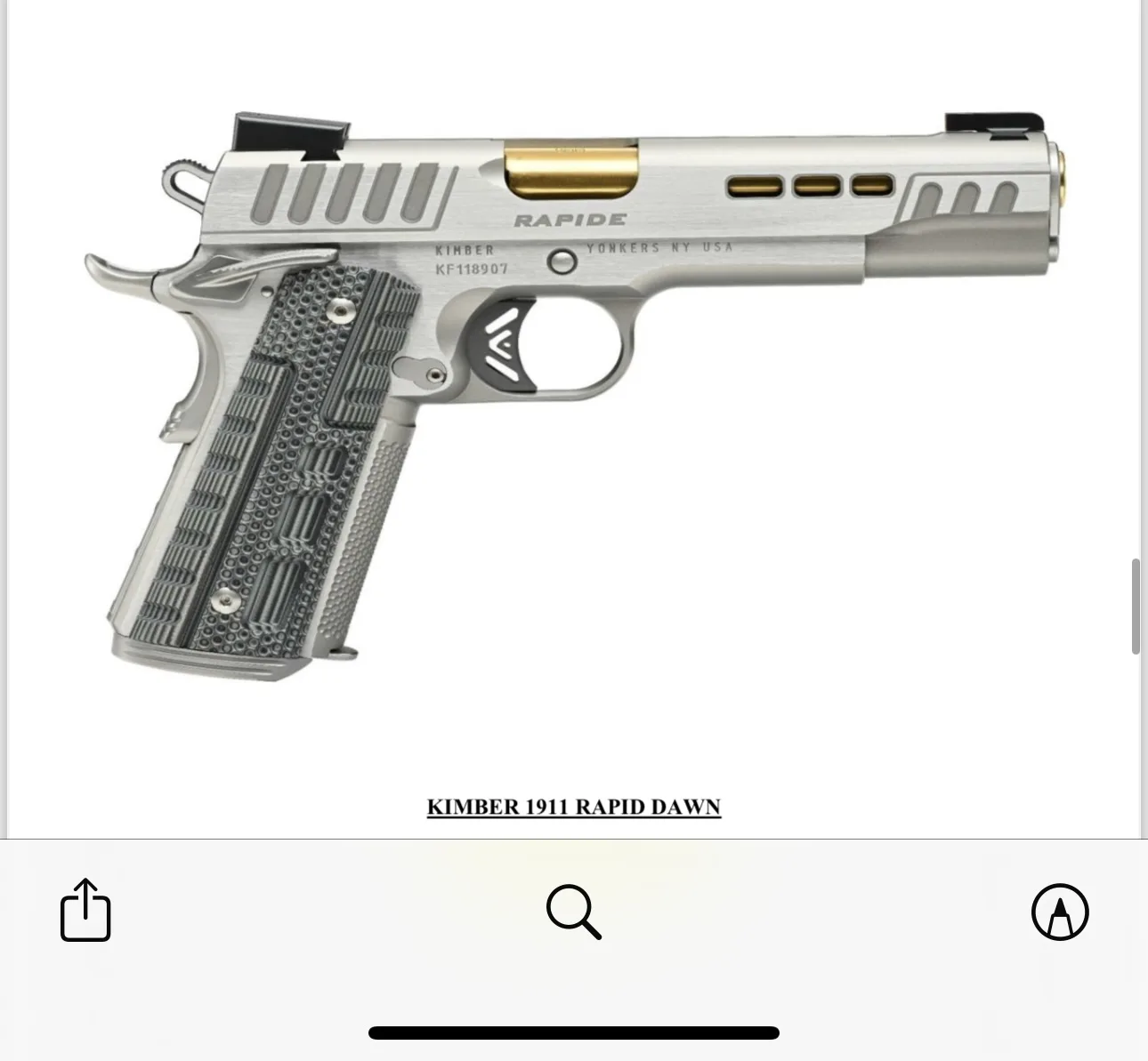 Kimber 1911 Rapid Dawn 45Acp