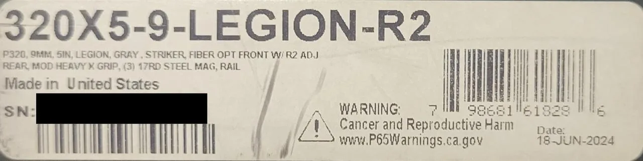 Sig Sauer P320 Xfive Legion